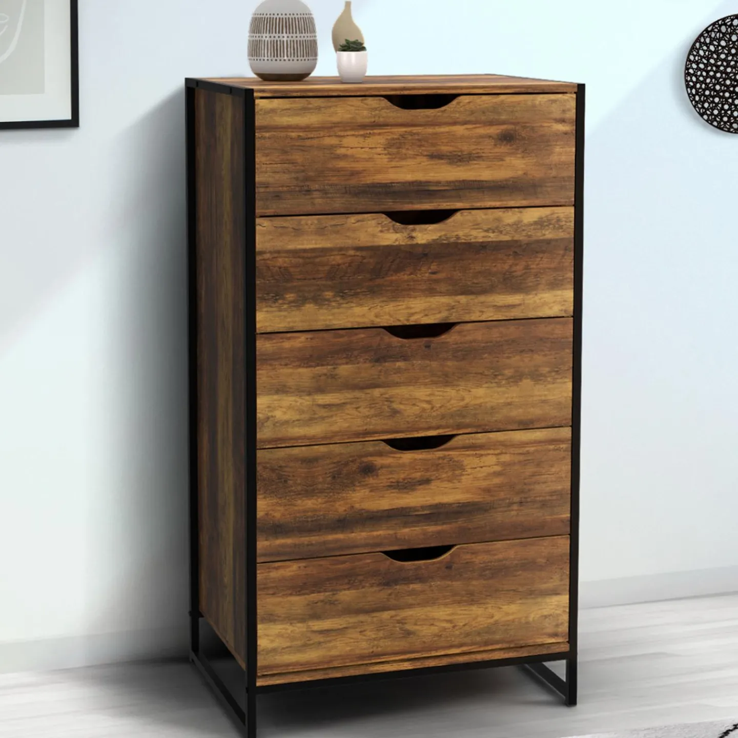 Chiffonnier design industriel 5 tiroirs*IDMarket Best