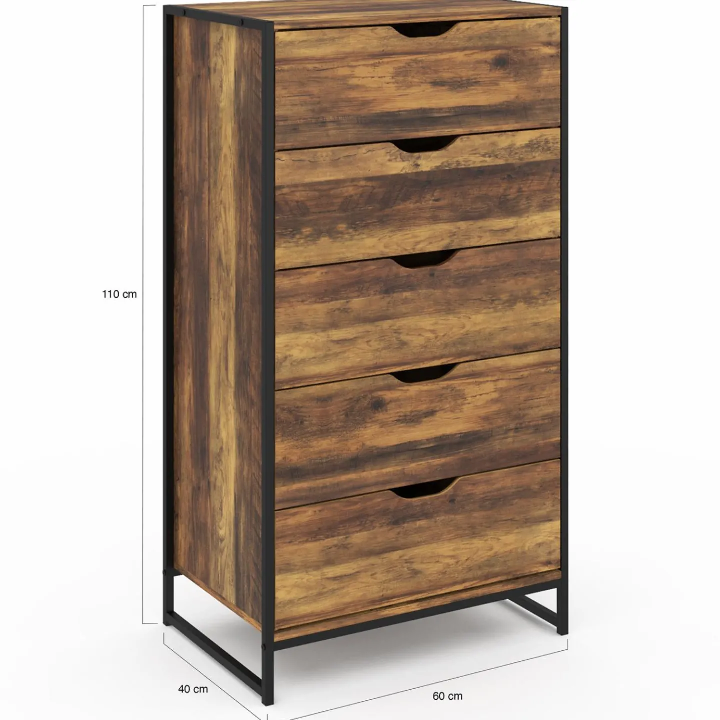 Chiffonnier design industriel 5 tiroirs*IDMarket Best