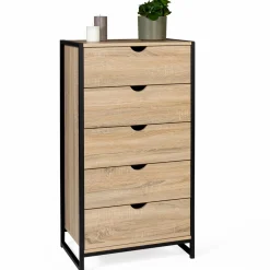 Chiffonnier industriel bois et métal 5 tiroirs*IDMarket Hot