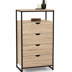 Chiffonnier industriel bois et métal avec 4 tiroirs*IDMarket Sale
