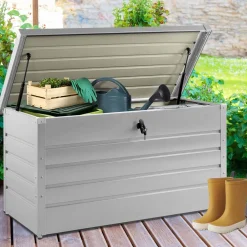 Coffre de rangement extérieur étanche en métal gris clair 350L*IDMarket Discount