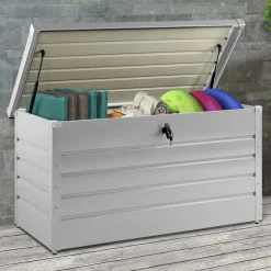 Coffre de rangement extérieur étanche en métal gris clair 350L*IDMarket Discount