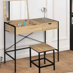 Coiffeuse industrielle avec miroir rabattable*IDMarket Best