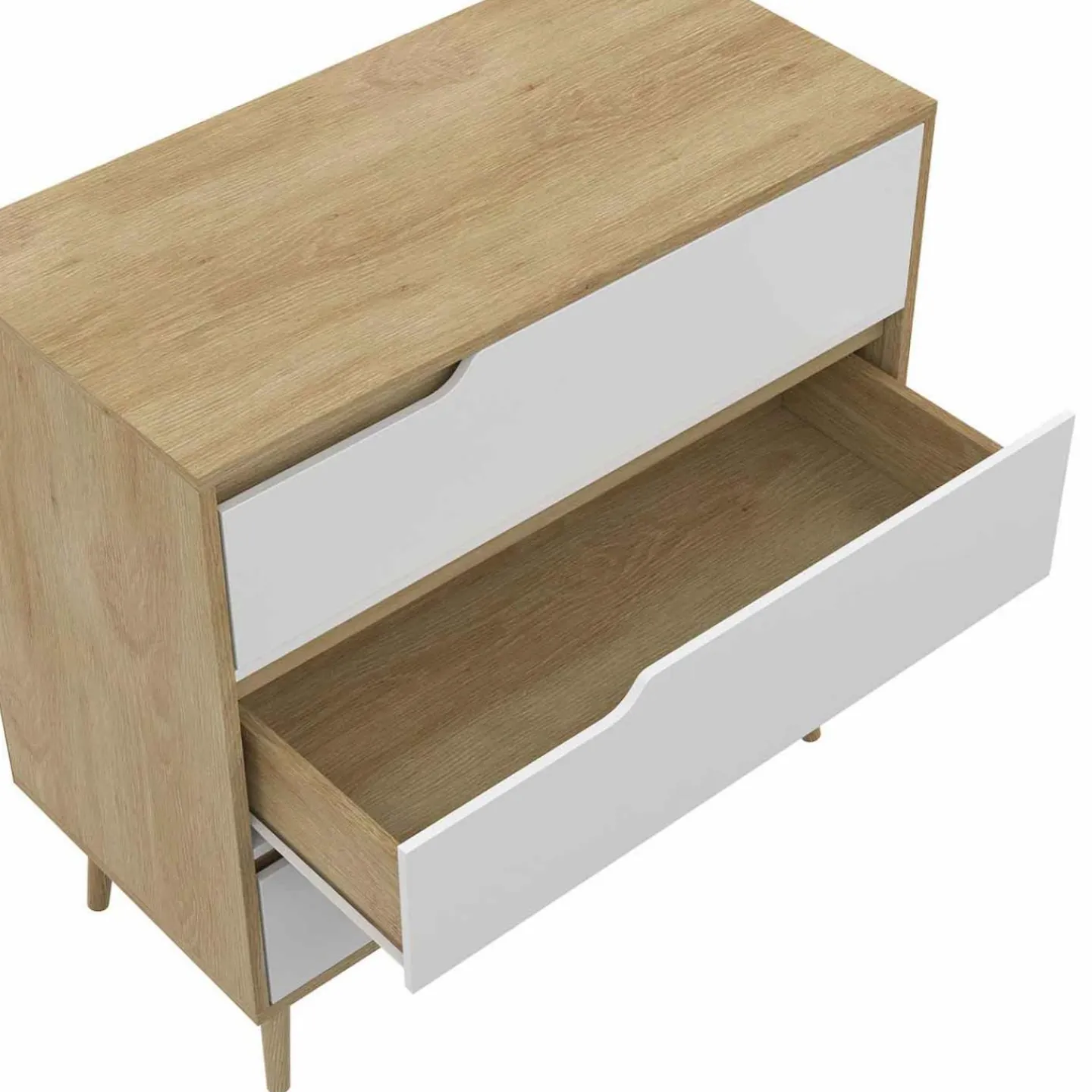 Commode 3 tiroirs blanche et bois style scandinave*IDMarket Discount