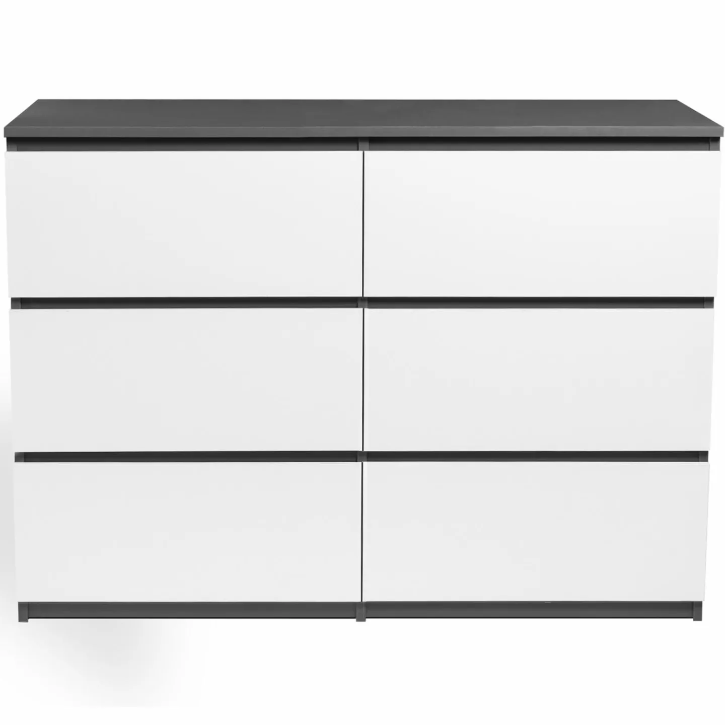 Commode 6 tiroirs blanche et grise*IDMarket Best