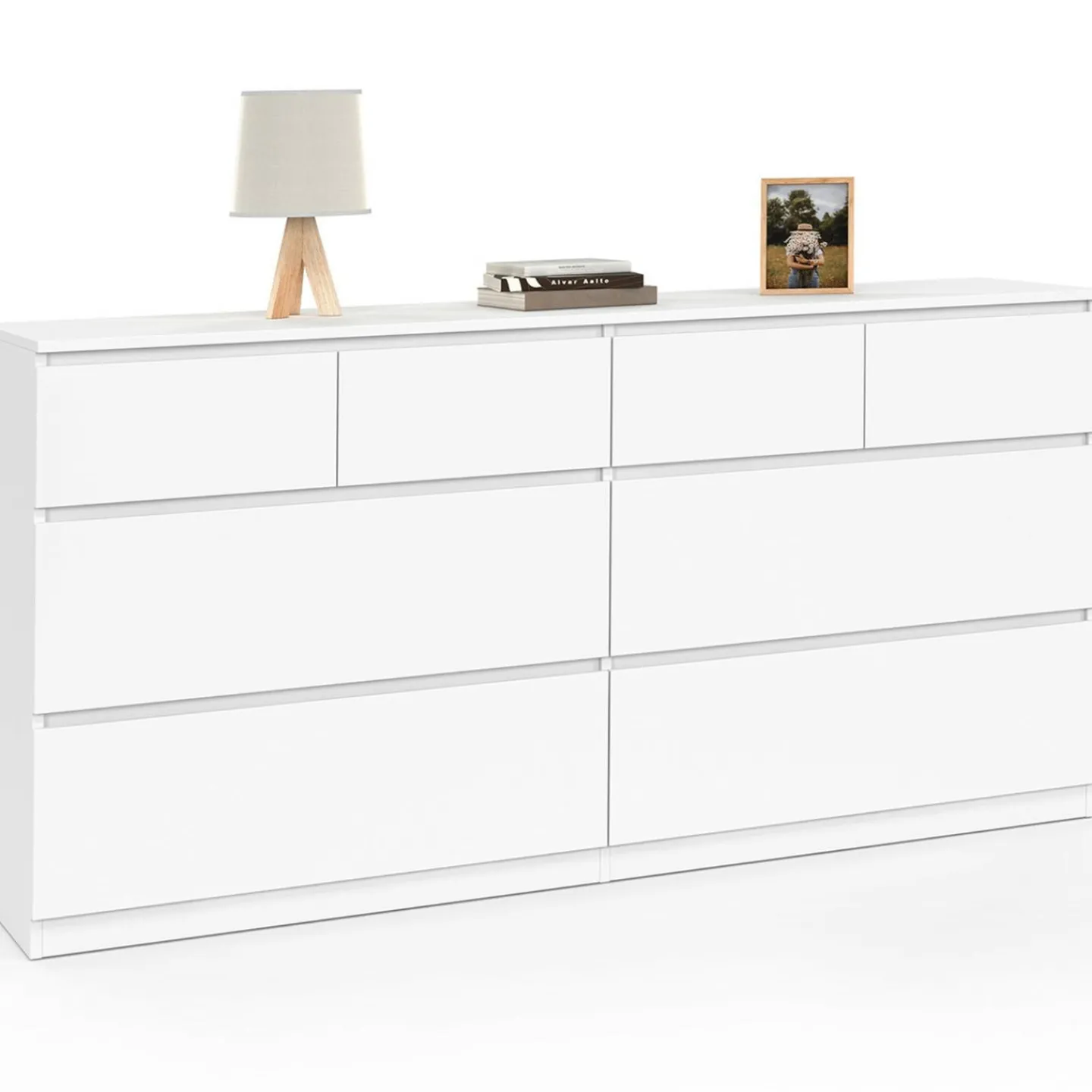 Commode 8 tiroirs bois blanc 160 cm*IDMarket Best