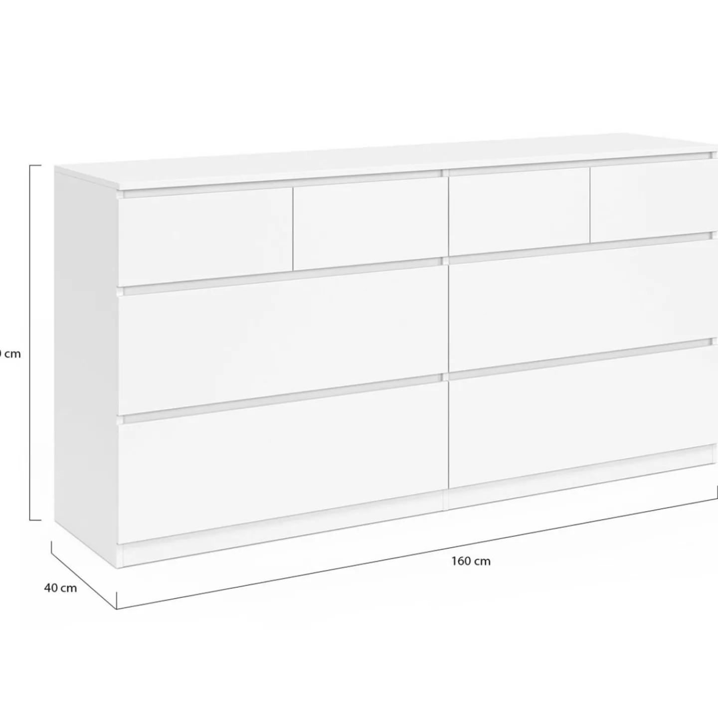 Commode 8 tiroirs bois blanc 160 cm*IDMarket Best