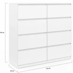 Commode 8 tiroirs en bois blanc 110 cm*IDMarket Discount