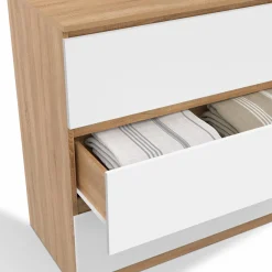 Commode bois façon hêtre et blanc 3 tiroirs 78 cm*IDMarket Best