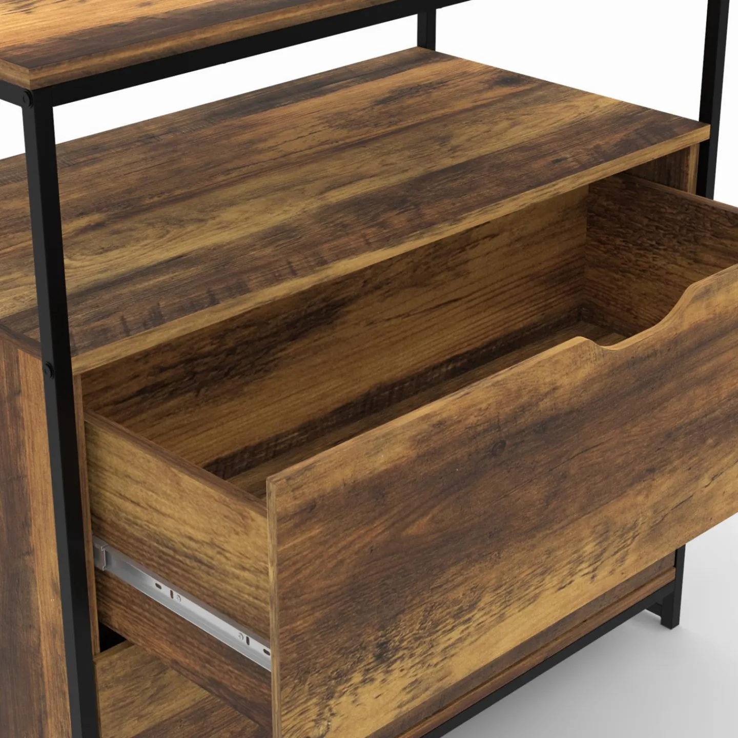 Commode design industriel 2 tiroirs avec étagère*IDMarket New