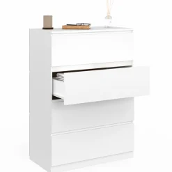 Commode en bois blanc avec 4 tiroirs 75 cm*IDMarket Best