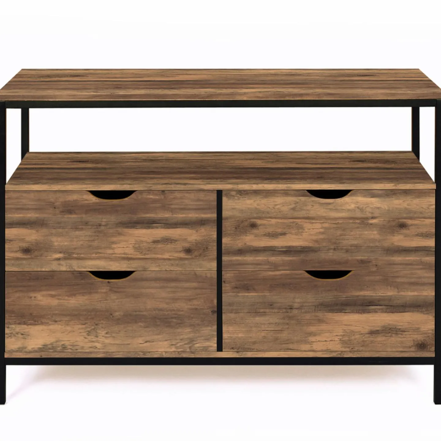 Commode industrielle 4 tiroirs avec étagère*IDMarket