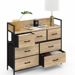 Commode industrielle avec 7 tiroirs en tissu*IDMarket Best