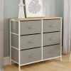 Commode industrielle gris clair et plateau effet bois*IDMarket Clearance