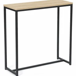 Console bois et métal noir avec miroir 2 bandes design industriel*IDMarket Clearance