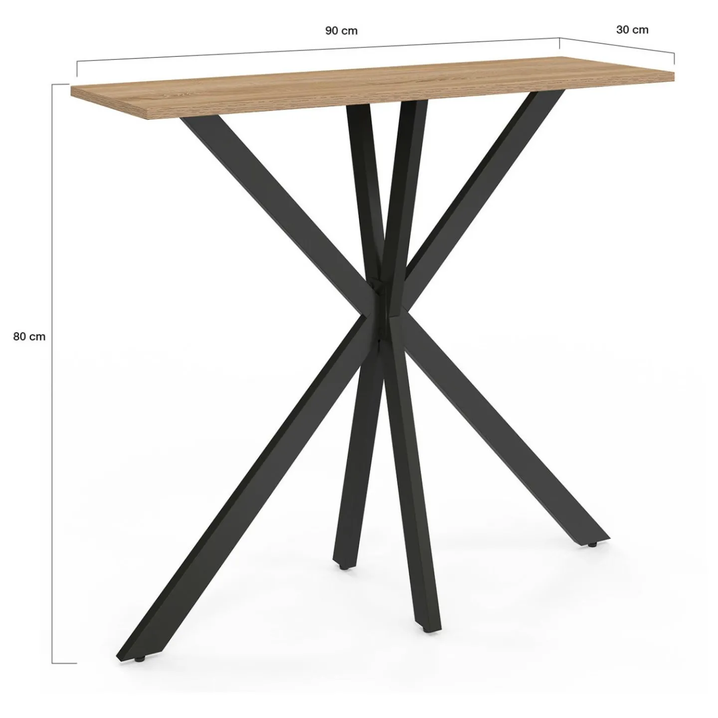 Console en bois avec pied araignée métalique noir*IDMarket Discount