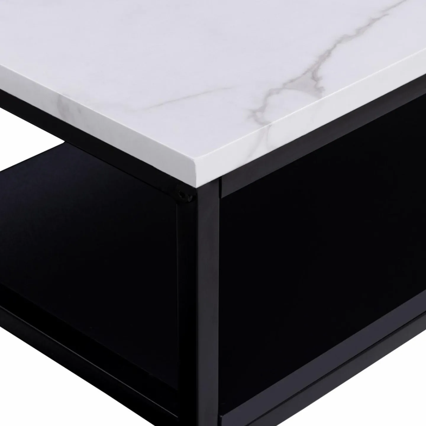 Console imitation marbre et bois noir pied métal*IDMarket Discount