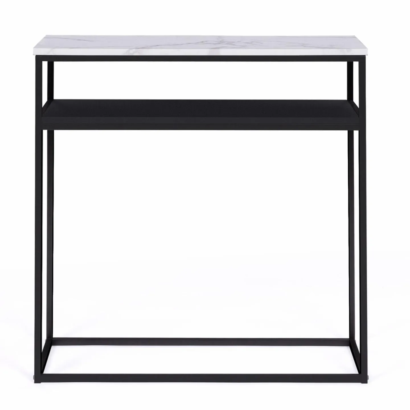 Console imitation marbre et bois noir pied métal*IDMarket Discount