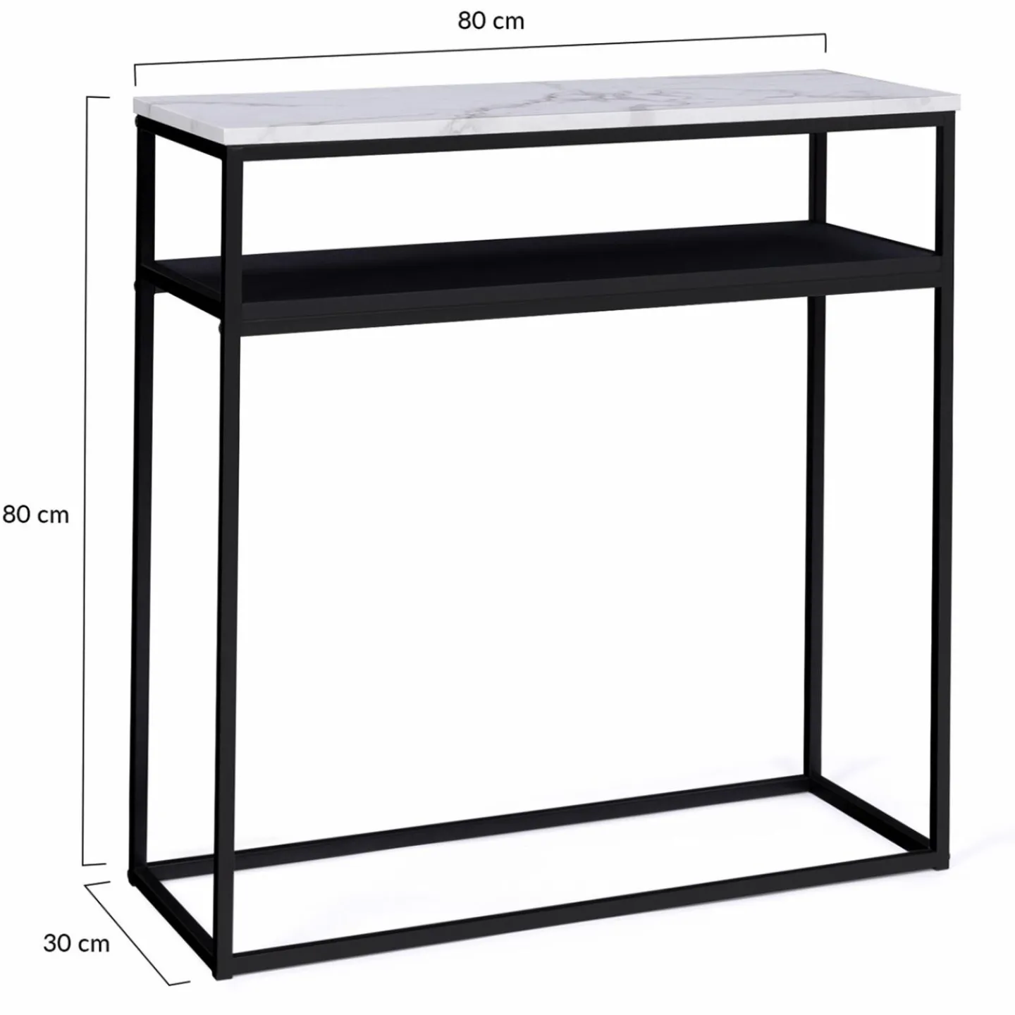 Console imitation marbre et bois noir pied métal*IDMarket Discount