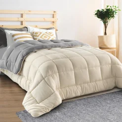 Couette bicolore 220x240 gris et crème*IDMarket