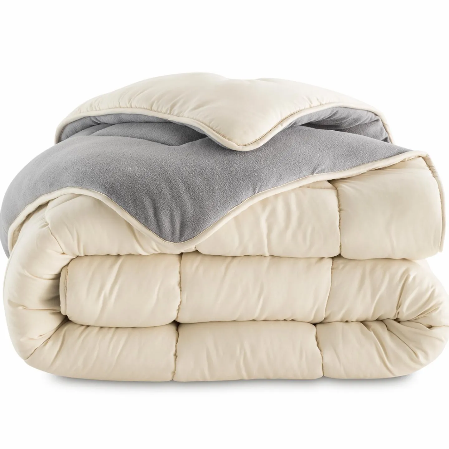 Couette bicolore 220x240 gris et crème*IDMarket