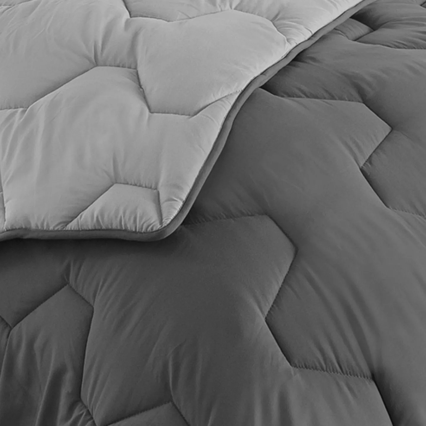 Couette bicolore 140x200 gris foncé et gris clair*IDMarket Best