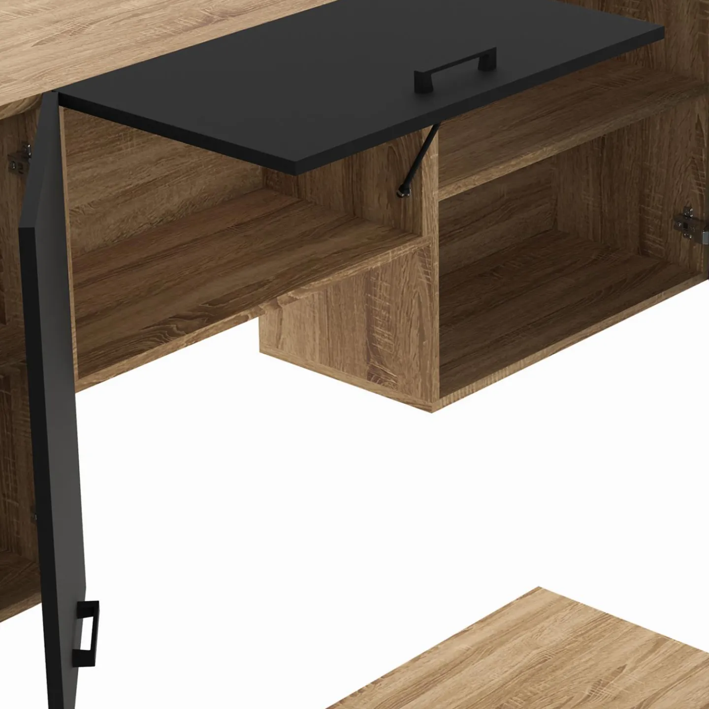 Cuisine complète 240 cm avec plan de travail bois et noir*IDMarket Hot