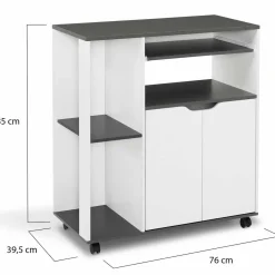 Desserte à roulettes blanche et grise 76 cm*IDMarket New