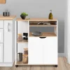Desserte à roulettes bois blanc et plateaux façon hêtre 76 cm*IDMarket Outlet