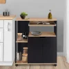 Desserte à roulettes bois noir et plateaux façon hêtre 76 cm*IDMarket Outlet
