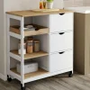 Desserte de cuisine 3 paniers + 1 plateau amovibe blanc et effet hêtre L 76 cm*IDMarket Online