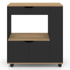 Desserte micro-onde placard tiroir épices noir*IDMarket New