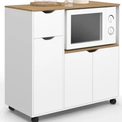 Desserte micro-onde xxl bois blanc*IDMarket Online