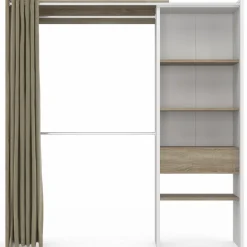 Dressing blanc et bois extensible grande capacité de rangement*IDMarket Hot