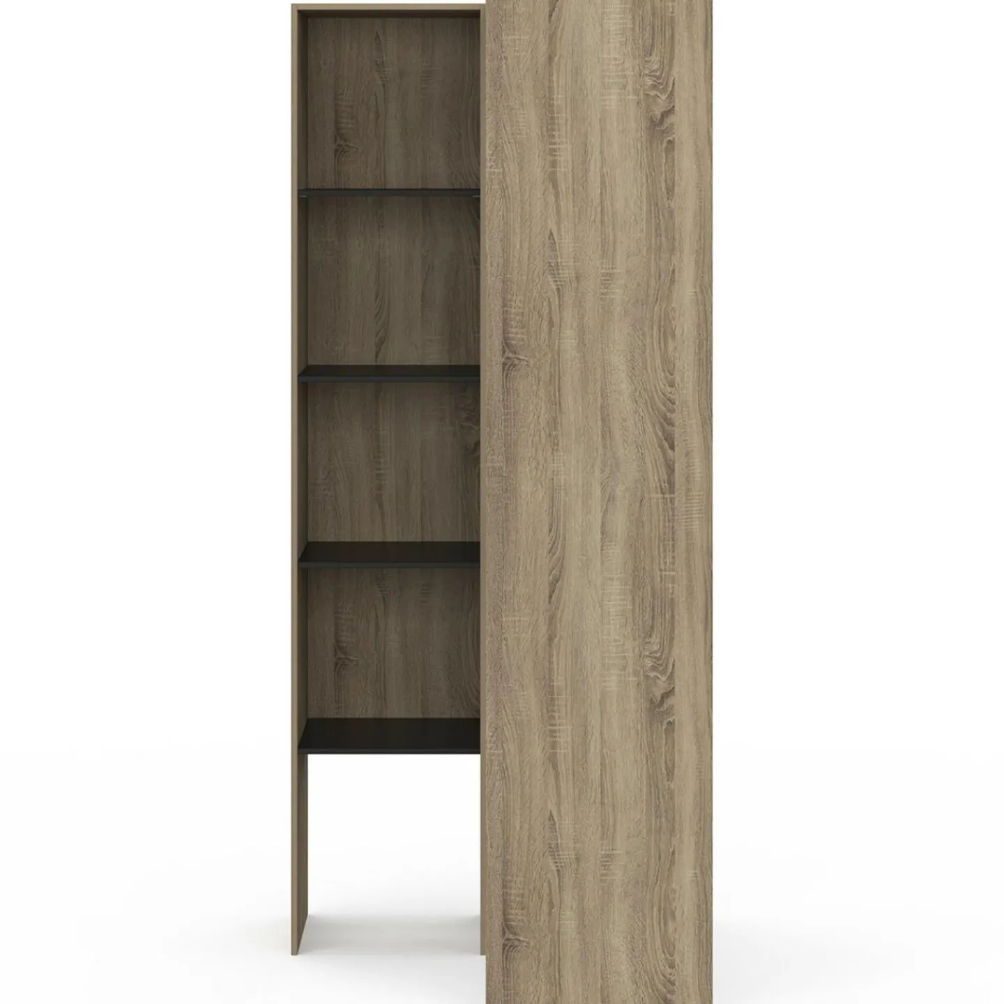 Dressing d'angle modulable L. 90 / 127 cm double penderie + étagères bois et noir*IDMarket Online