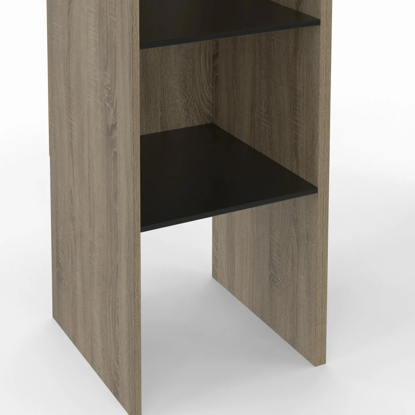 Dressing d'angle modulable L. 90 / 127 cm double penderie + étagères bois et noir*IDMarket Online