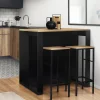 Ensemble table de bar + 2 tabourets de bar bois noir et imitation hêtre*IDMarket New