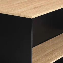 Ensemble table de bar + 2 tabourets de bar bois noir et imitation hêtre*IDMarket New
