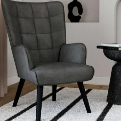 Fauteuil scandinave en velours gris*IDMarket
