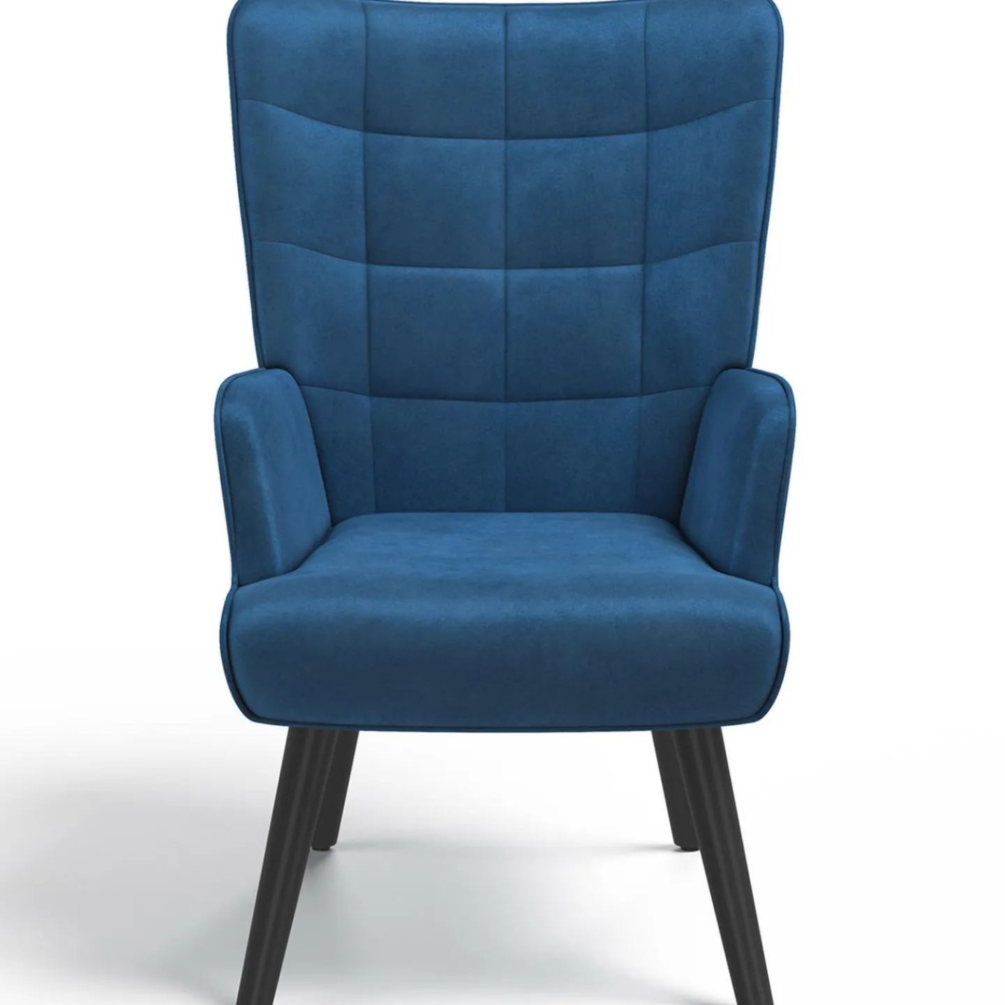 Fauteuil scandinave en velours bleu avec repose-pieds*IDMarket Sale