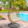 Fauteuil suspendu effet rotin avec coussin écru*IDMarket Hot