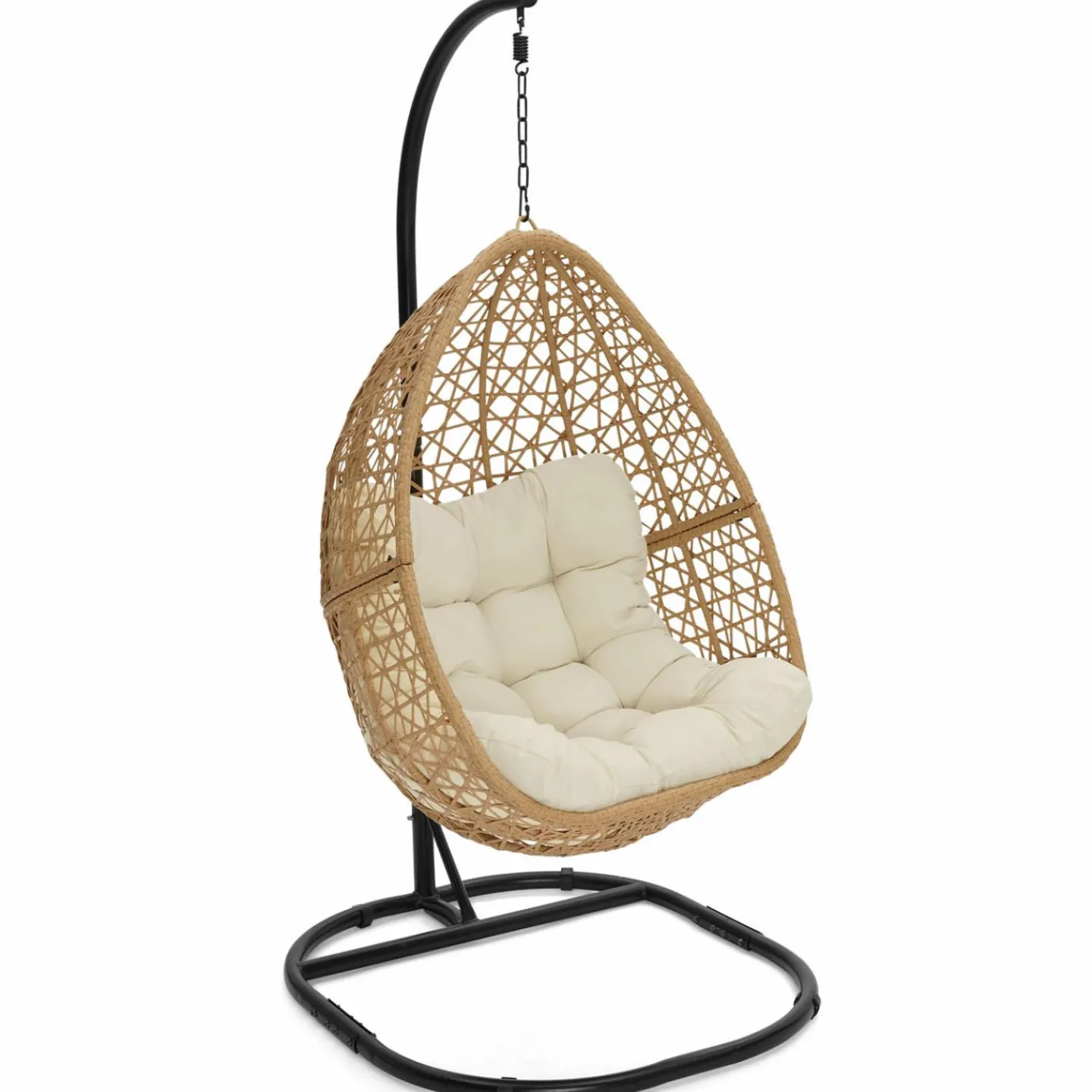 Fauteuil suspendu effet rotin avec coussin écru*IDMarket Hot