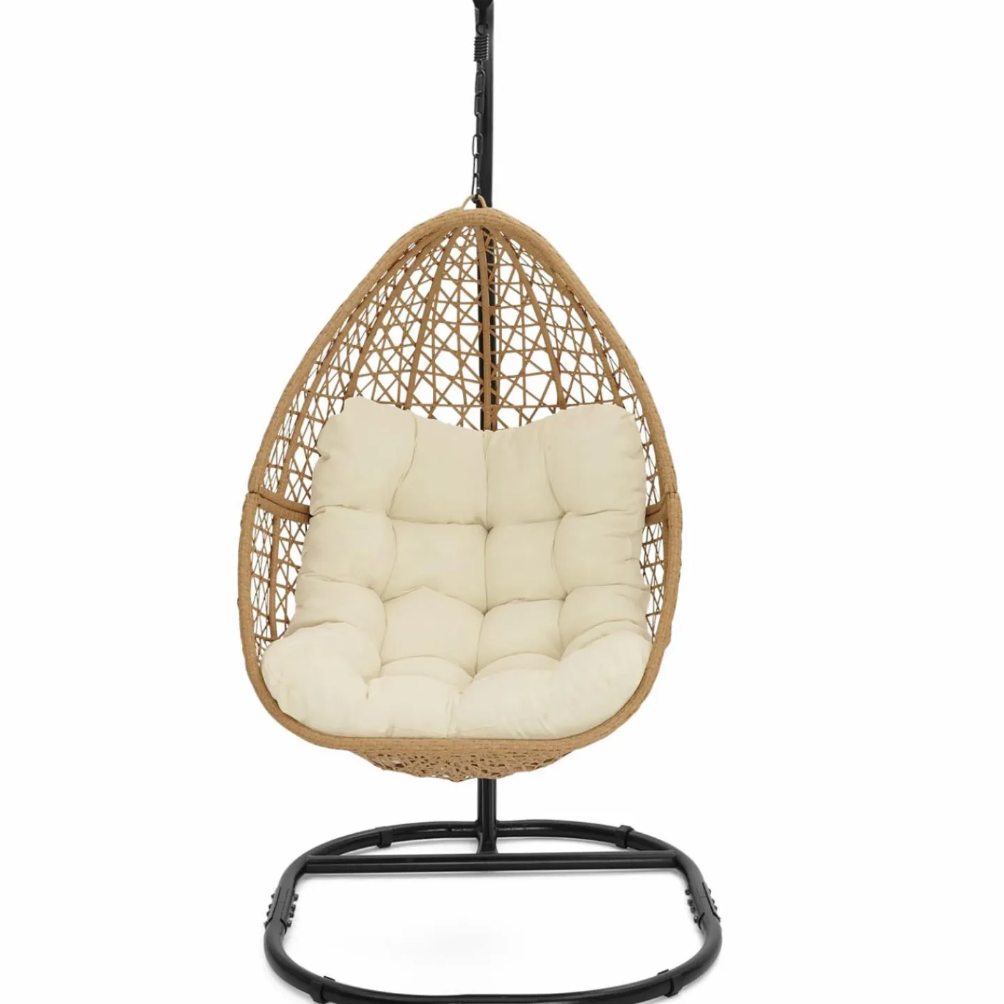 Fauteuil suspendu effet rotin avec coussin écru*IDMarket Hot