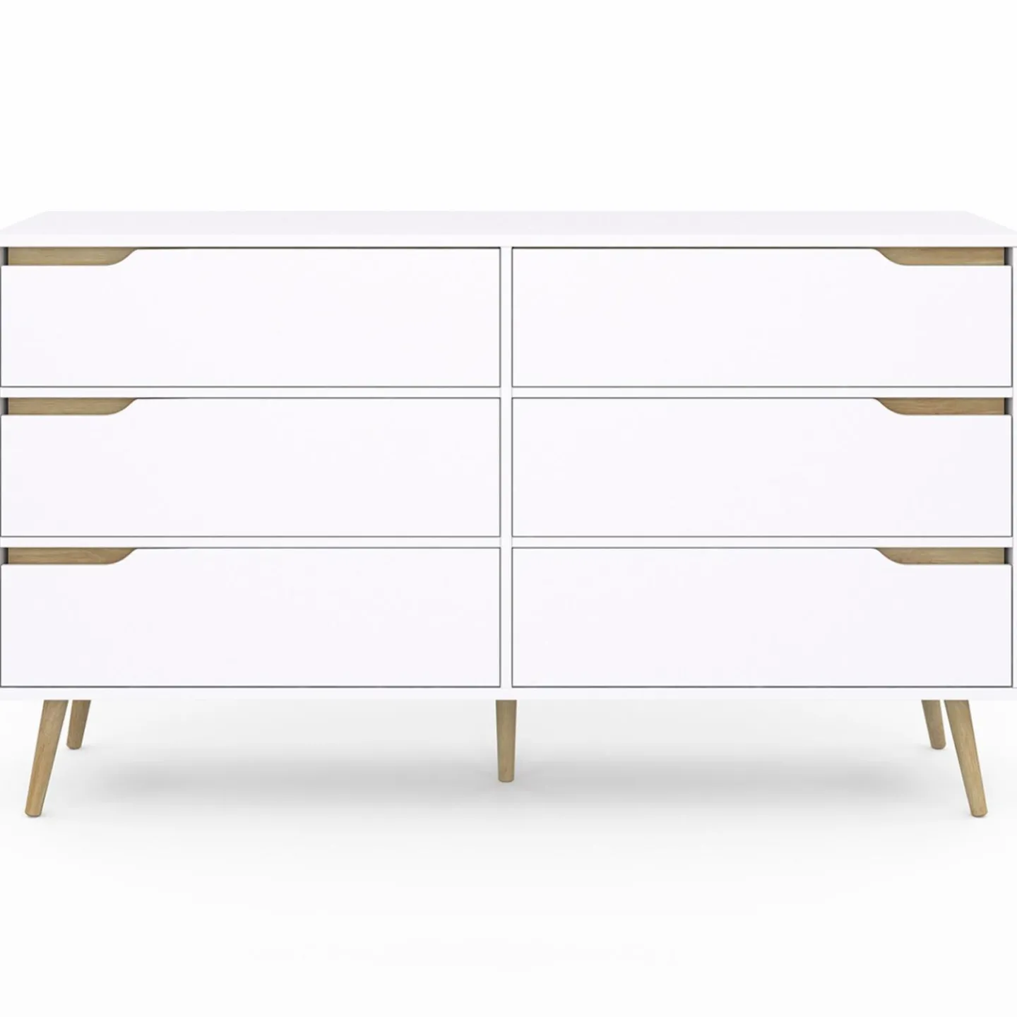Grande commode blanche scandinave avec 6 tiroirs*IDMarket Discount