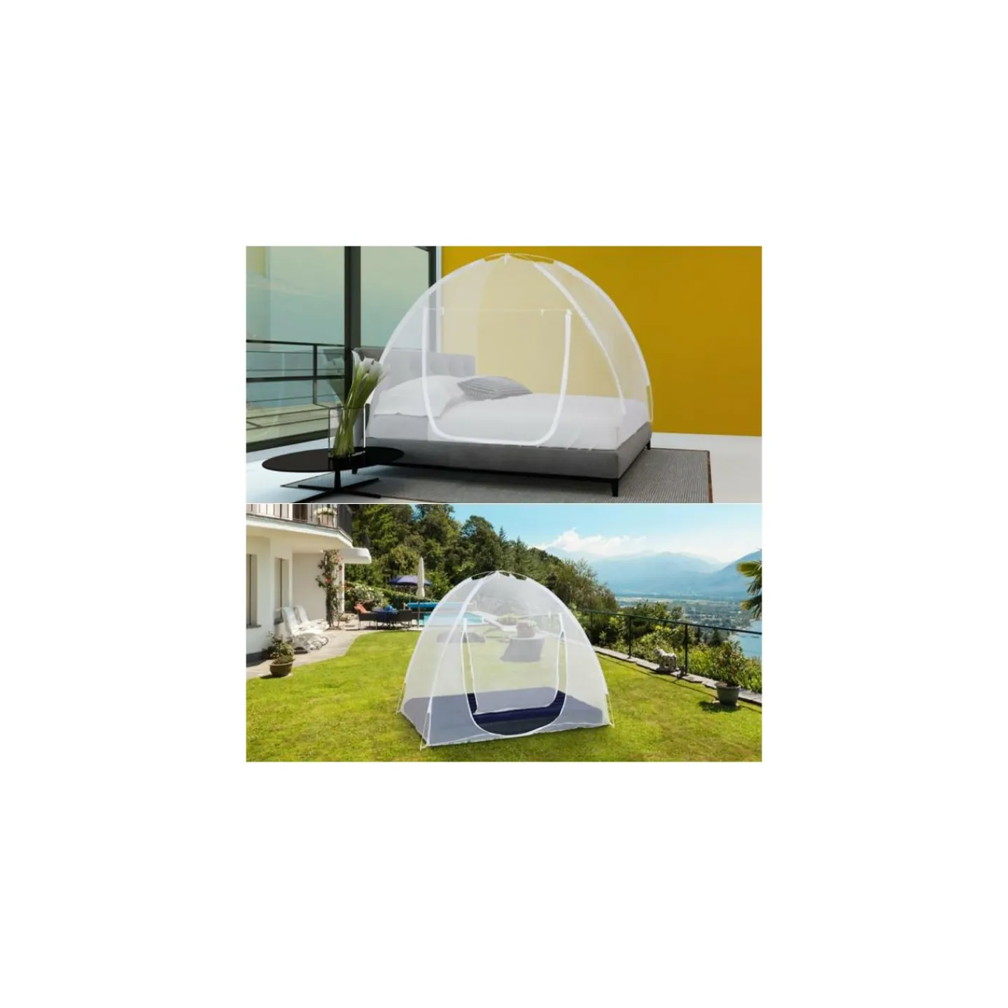 Grande moustiquaire dôme pop-up 195x180 cm pour lit*IDMarket Outlet