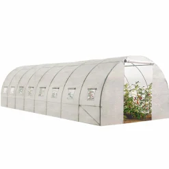 Grande serre de jardin blanche avec 8 fenêtres*IDMarket Best
