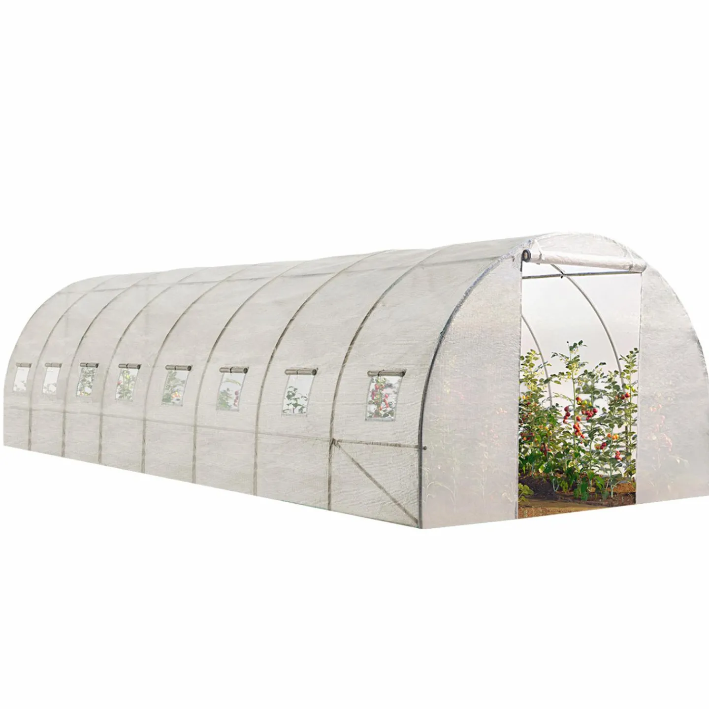 Grande serre de jardin blanche avec 8 fenêtres*IDMarket Best
