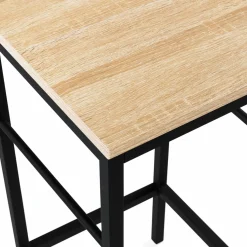Ilot central avec tabourets bois noir et imitation hêtre 110 cm design industriel*IDMarket Sale