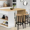 Ilot central blanc et bois 130 cm pour 4 personnes*IDMarket Discount