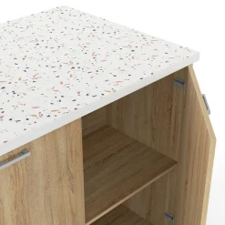 Ilot central bois avec plan de travail terrazzo*IDMarket Clearance